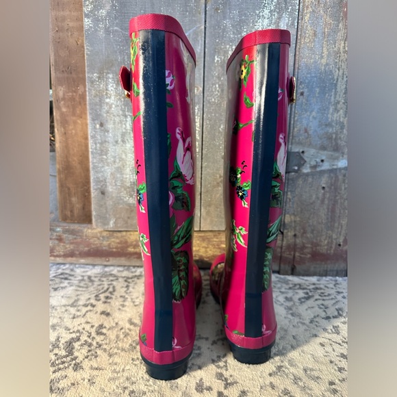 Women’s Joules Size 10 Welly-Print Tall Pink Floral Rain Boots - Picture 7 of 13